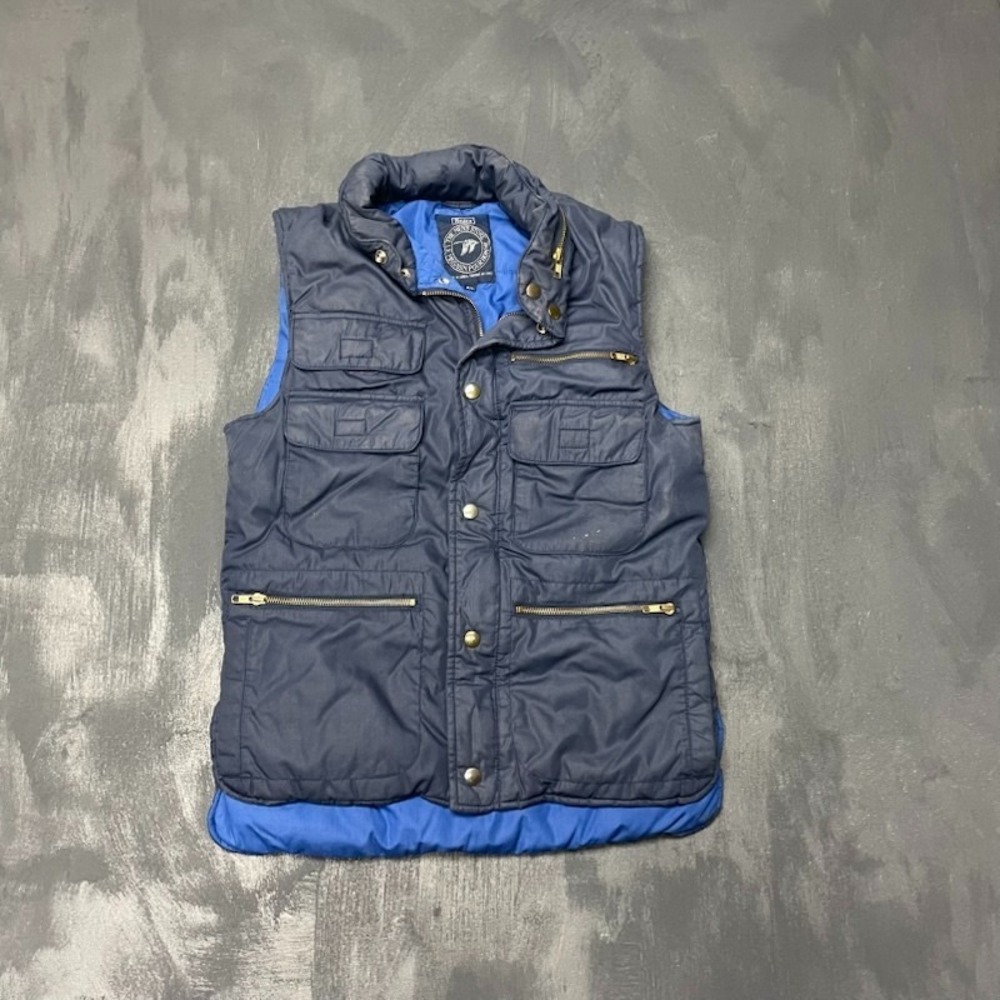 Vintage Utility Puffer‎ Vest Mens Small Blue 1990s Sears